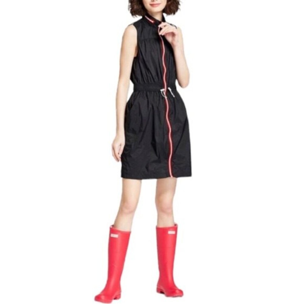 Hunter x Target Black Nylon Sleeveless Full Zip Hooded Utility Anorak Dress M